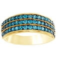 thumbnail image 1 of AFFY Blue Natural Diamond Three Row Ring in 10K Yellow Gold (1 cttw), 1 of 1