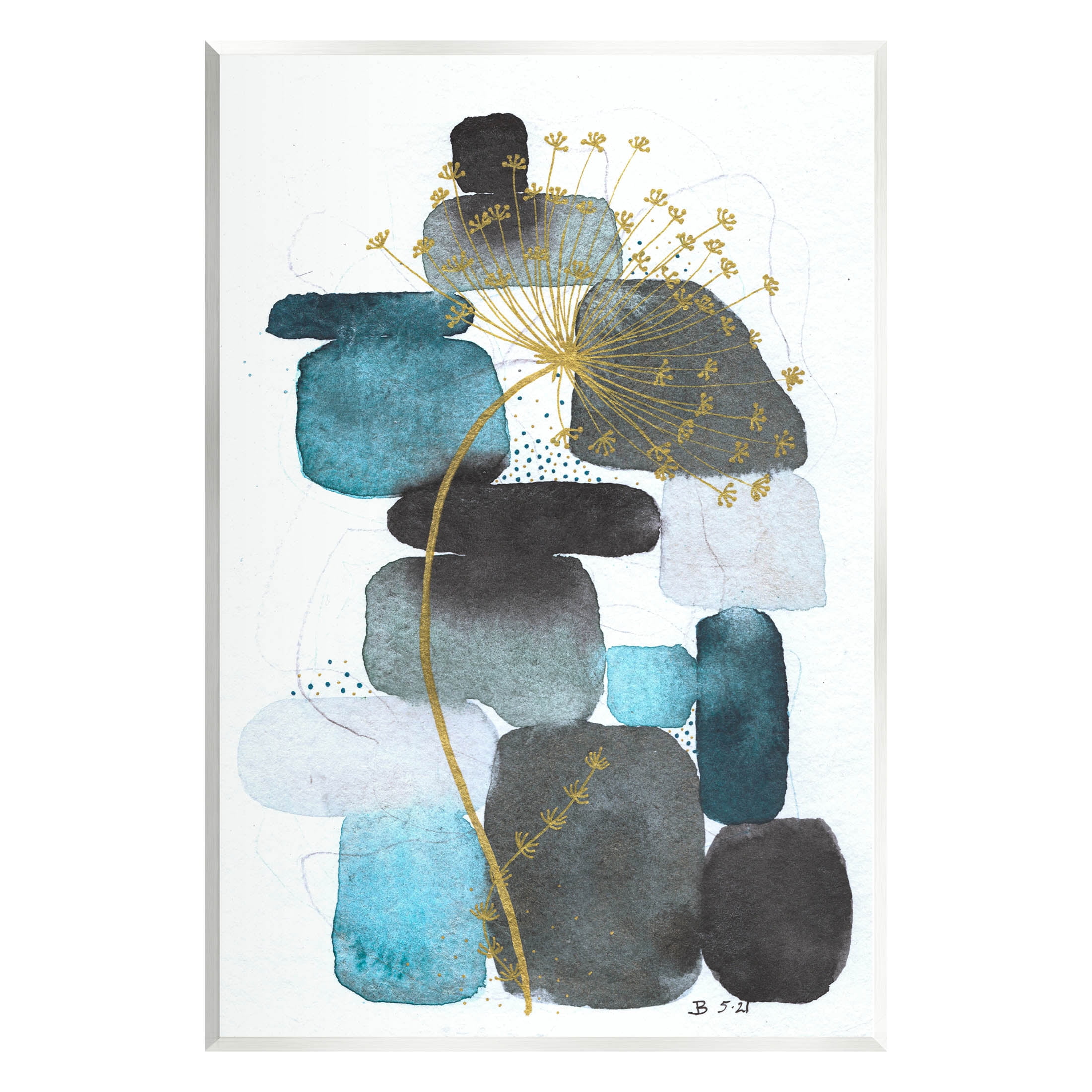 Blue Nature Rocks Dandelion Abstract Graphic Art Unframed Art Print Wall Art