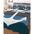 thumbnail image 1 of Blue Nautical Anchor Twin Size Down Alternative Comforter, Lightweight Comforter Quilt Bedding Set with Pillow Shams Rustic Distressed Wood Grain All Seasons Bed Comforter Duvet Insert 68"x86", 1 of 7