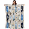 thumbnail image 1 of Blue Nautical Blanket Soft Cozy Warm Throw Blanket for Couch, Plush Fuzzy Flannel Fleece Blankets for Sofa, Vintage Beach Summer Sailing Coastal Bed Blankets Lightweight Gifts for Women, 50"x60", 1 of 9