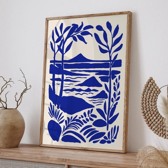 Blue Nautical Coastal Ocean View Art Unframed Paper Print