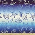 thumbnail image 1 of Ambesonne Blue Nautical Fabric by the Yard Upholstery, Starfish Seashells, 1 Yard, Dark Purple Blue Ivory, 1 of 4