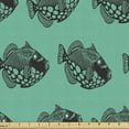 thumbnail image 1 of Blue Nautical Fabric by the Yard, Sea Bottom Animals Fish with Round Spots in Monochrome, Decorative Upholstery Fabric for Sofas and Home Accents, 5 Yards, Charcoal Grey Sea Green by Ambesonne, 1 of 4