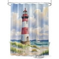 thumbnail image 1 of Blue Nautical Ocean Shower Curtain, Abstract Lighthouse Beach Boat Bathroom Decor Curtains Set with Hooks, Waterproof Fabric Home Accessories， 66 X 72 Inch Long, 1 of 6