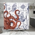 thumbnail image 1 of Blue Nautical Octopus Shower Curtain Set Funny Ocean Kraken Shower Curtains for Bathroom Cool Octopus Decor Polyester Fabric-72" x 72", 1 of 6