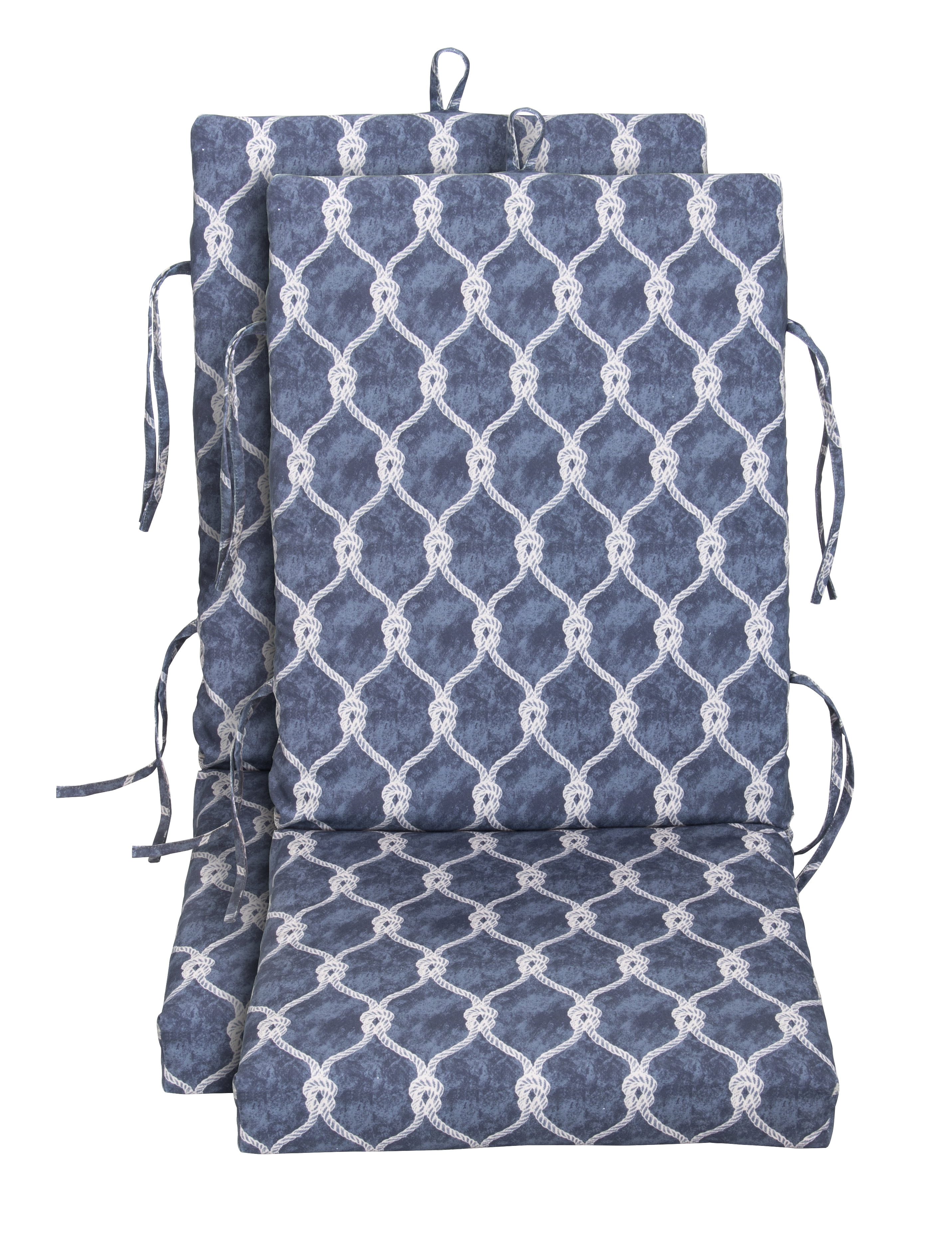 Blue Nautical Rope Chair Cushion, Set of 2