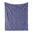 thumbnail image 1 of Blue Nautical Soft Flannel Fleece Throw Blanket, Monochrome Style Illustration of Fish Floating Horizontally, Cozy Plush for Indoor and Outdoor Use, 60" x 80", Indigo and Pastel Purple, by Ambesonne, 1 of 6