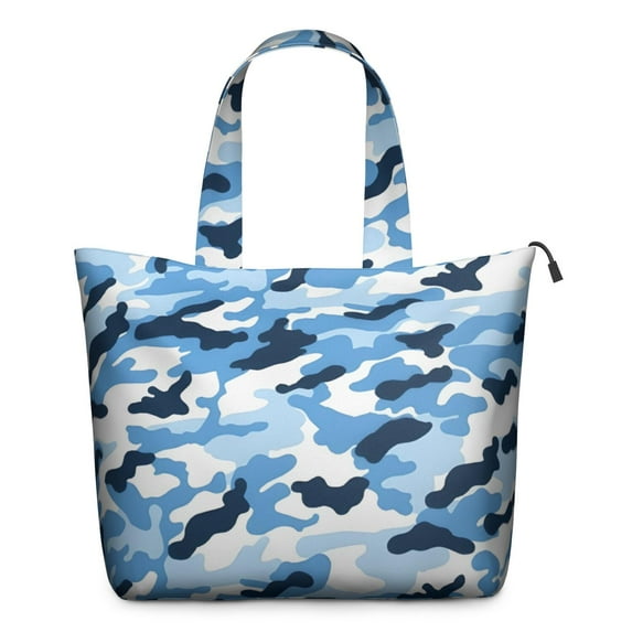 Blue Navy Camo Classic Shapes Pattern Travel Tote Bags for Women Carry On,Large Weekender Bags for Women Travel,Multi Functional Duffle Bag for Work,Shopping,Sports