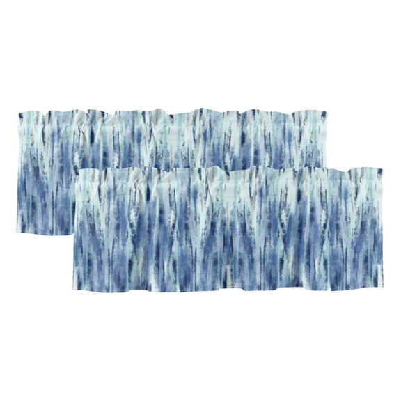 Blue Navy Nostalgia Pencil Touches 2 Panels Kitchen Valance, Gradient Lines Overlay Curtains Valances for Small Windows Rod Pocket Window Treatments for Living Room Bedroom 42" W x 12" L