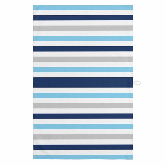 Blue Navy Striped 1 Pack Kitchen Towel, Water Absorbent Dish Towel, Simple Abstract Greyish Lines Art Decorative Hand Towels - Quick Drying Cloth for Cooking Baking, 18x28 Inch