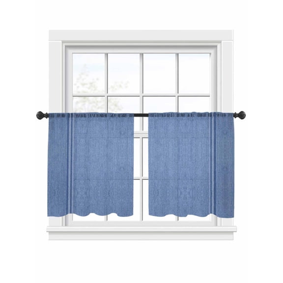 Blue Navy Striped Sheer Curtains 2 Panels Set Fabric Texture Ocean Vintage Style Sheer Window Curtains Light Filtering Rod Pocket Voile Drapes for Bedroom Living Room 52"x45"