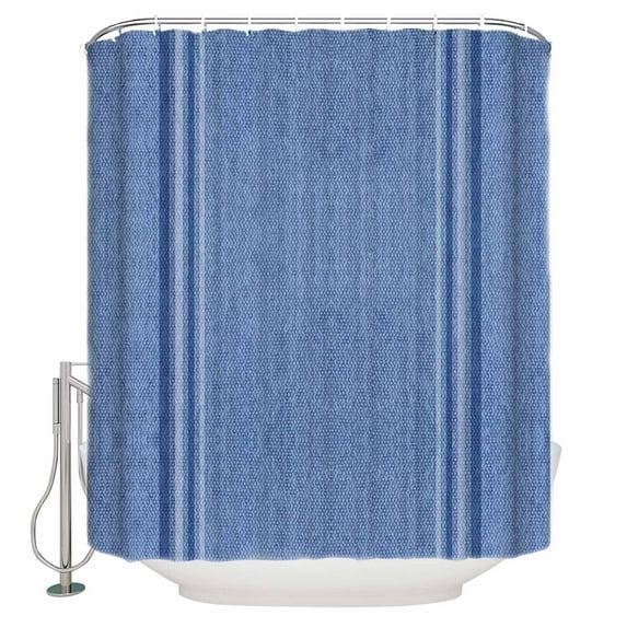 Blue Navy Striped Shower Curtain Set ,Waterproof Fabric Shower Curtains Fabric Texture Ocean Vintage Style Shower Curtains for Bathroom,Bathroom Decor 72"x72"
