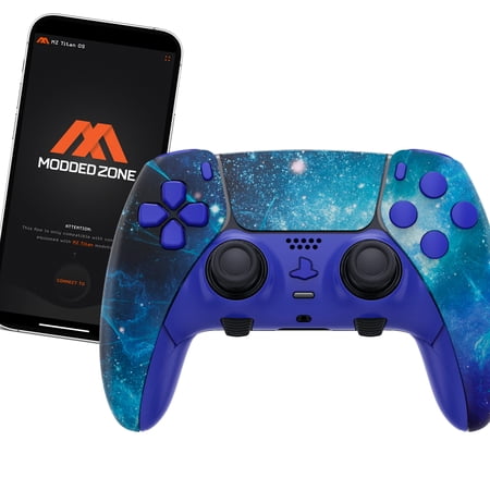 Blue Nebula MODDEDZONE Custom Modded EDGE Controller for PS5 & PC With Mobile App Controlled Smart Anti-Recoil and Rapid Fire Mods
