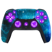 Blue Nebula Silent Modz LED Light Up Buttons Wireless Custom Controller for PS5