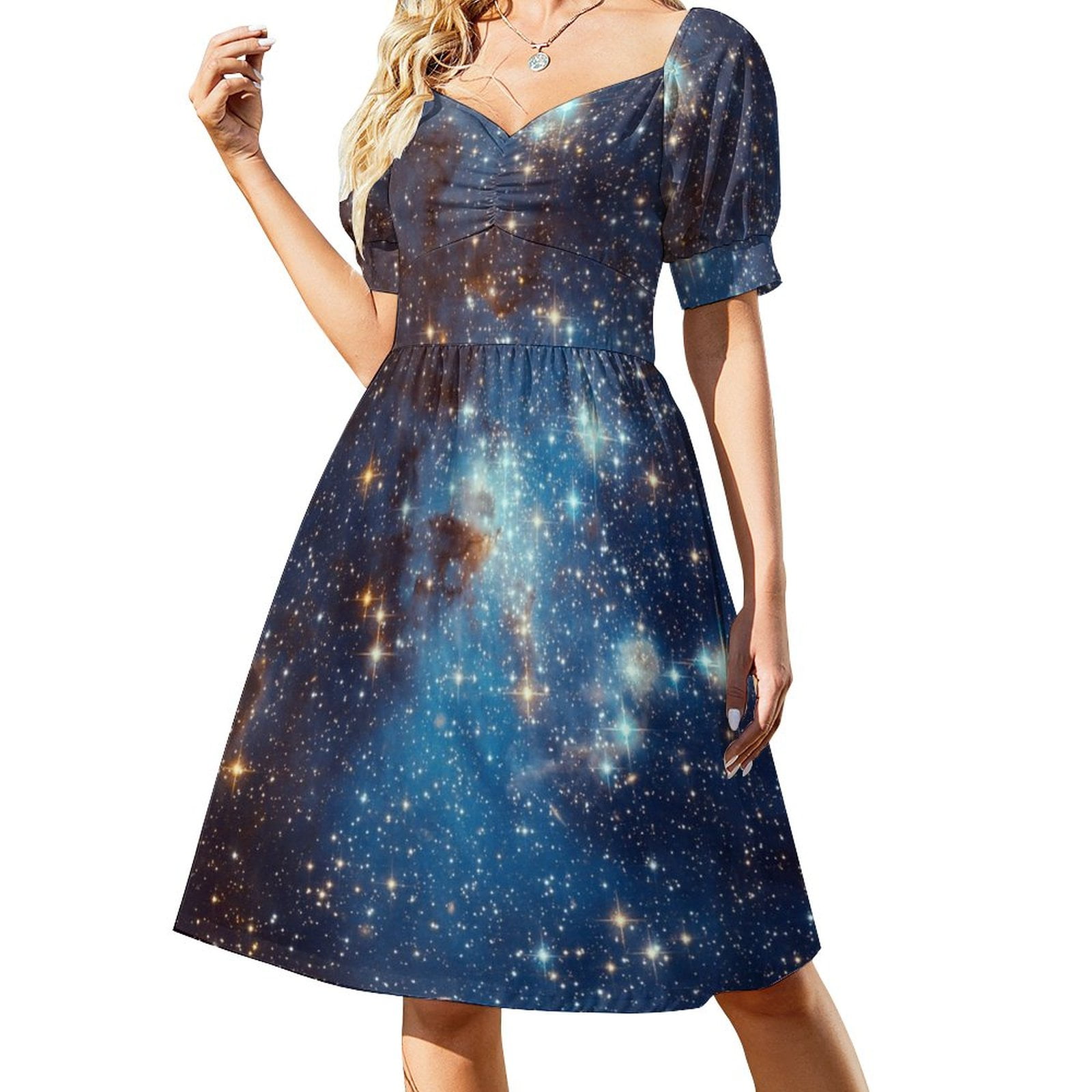 Blue Nebula Stars Space Dress dress summer Female dress - Walmart.com