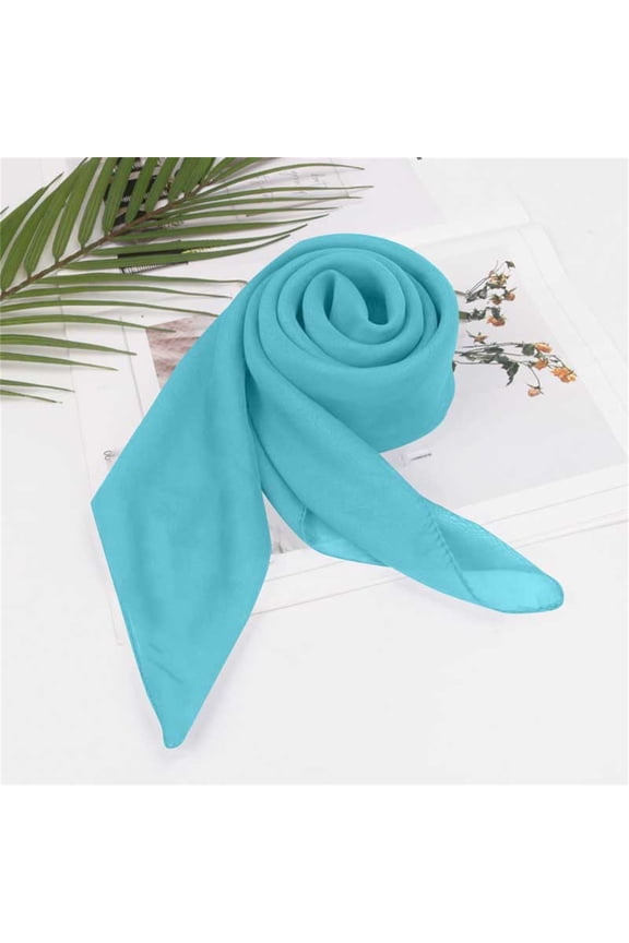 Blue Neckerchief Solid Color Chiffon Square Scarf Versatile Scarf Plain Square Scarf