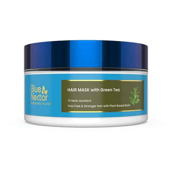 Blue Nectar Anti Frizz Hair Mask for Dry & Frizzy Hair | Enriched with Natural Biotin for Hair Growth (13 herbs, 7 Oz)
