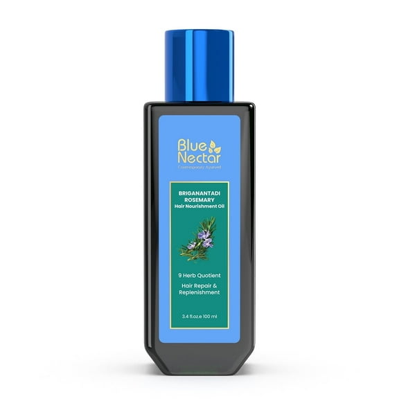 Blue Nectar Ayurvedic Hair Oil for Healthy Hair of Men and Women (9 Herbs, 3.4 Fl Oz)