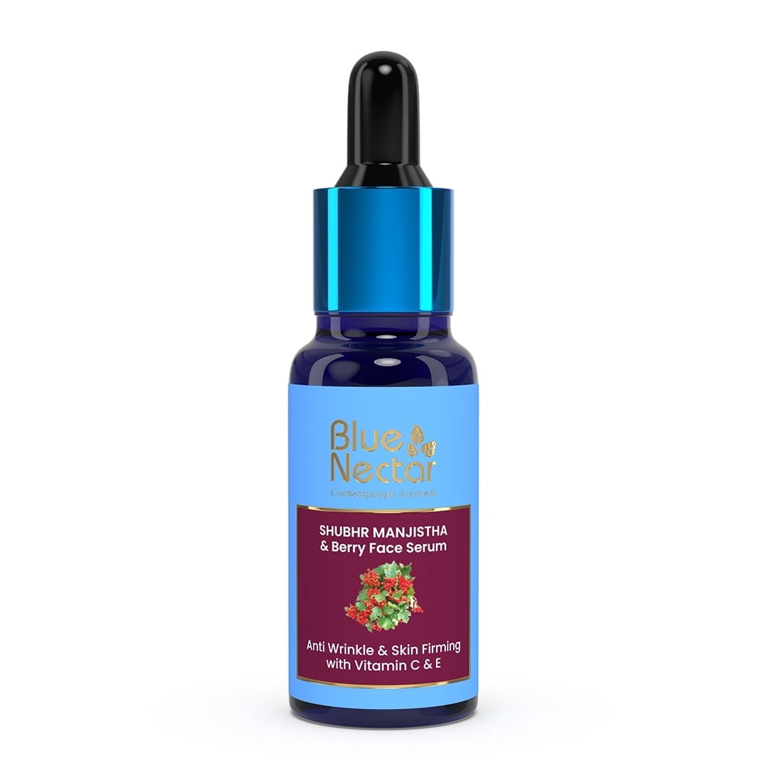 Blue Nectar Manjistha Vitamin C Face Serum for Anti Wrinkle & Skin Firming | Face Serum for Glowing Skin (13 herbs, 1 Fl Oz)
