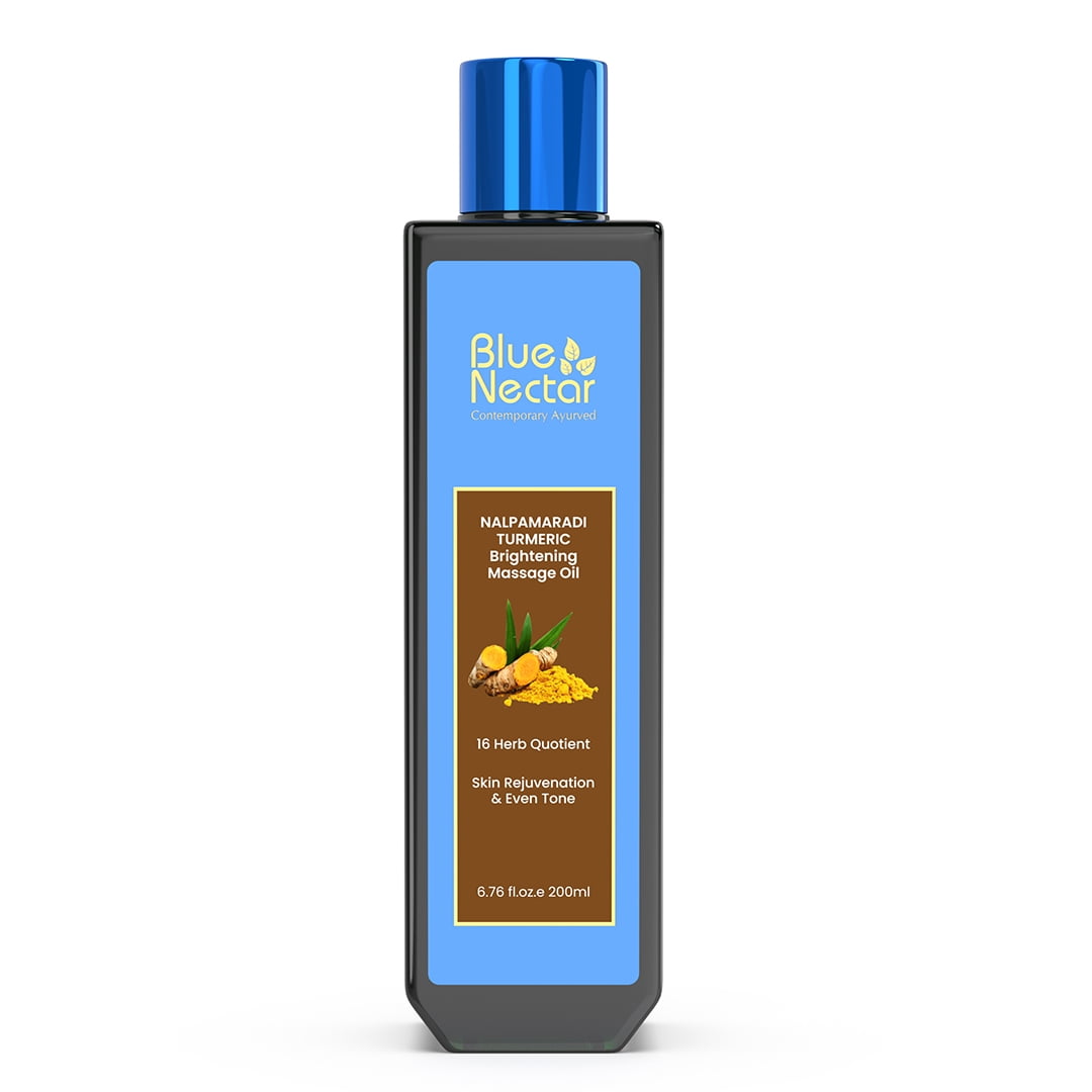 Blue Nectar Nalpamaradi Tailam Massage Oil for Skin Brightening Turmeric (6.76 fl oz)