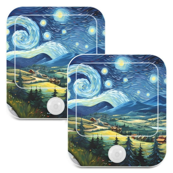 Blue Night LED Motion Sensor Night Light Plug into Wall 2 Pack Auto Dusk to Dawn Adjustable