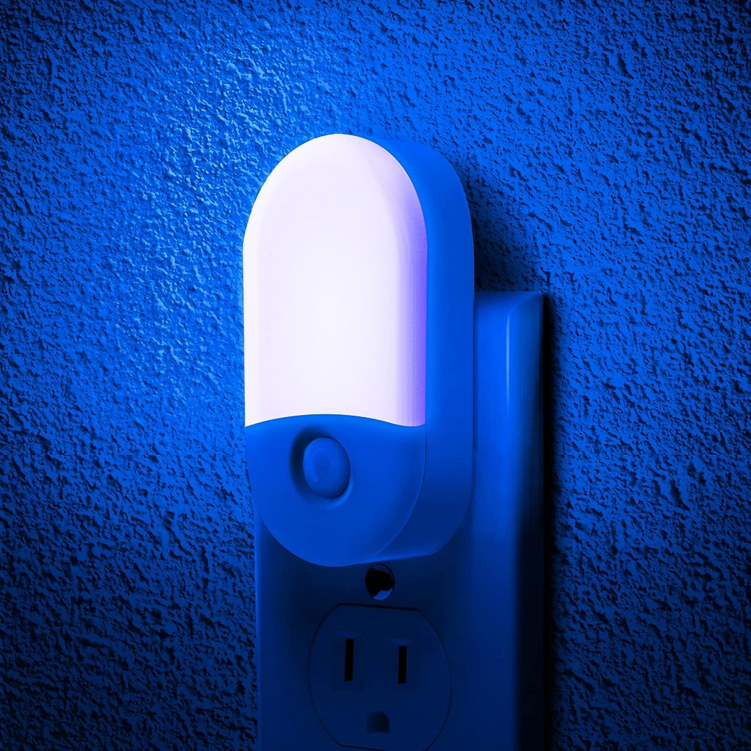 Blue Night Light, Night Lights Plug into Wall[2 Pack], 0.6W LED Nightlight, Dusk to Dawn Sensor, 30/60LM Adjustable Brightness, Automatic Night Light for Kid, Bathroom, Nursery, Hallway