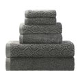 thumbnail image 1 of Blue Nile Jacquard/ Solid Cotton 6-Piece Faded Towel Set, Grey, 1 of 7