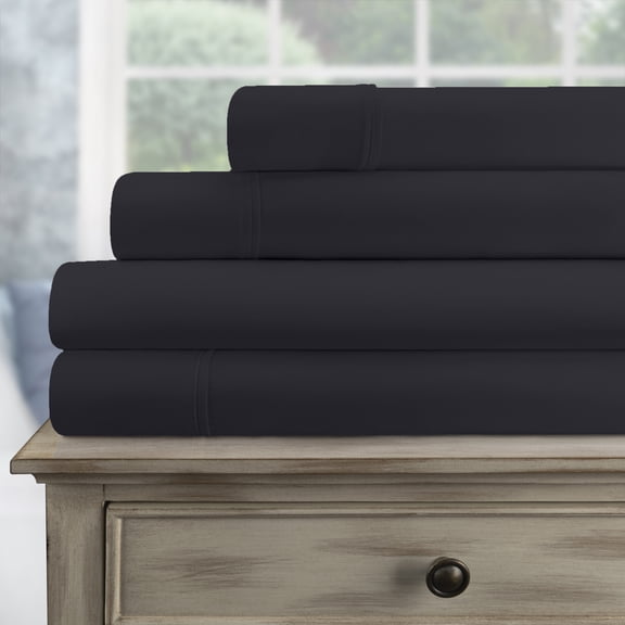 Blue Nile Mills 300-Thread Count Solid Deep Pocket Egyptian Cotton Sheets, Cal King Size-Navy Blue