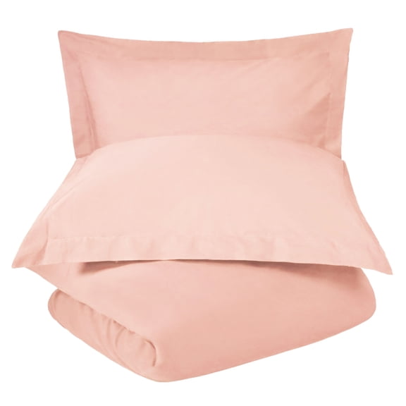 Blue Nile Mills Solid 300-Thread Count Cotton Percale Deep Pocket Sheet Set , Full/Queen , Blush