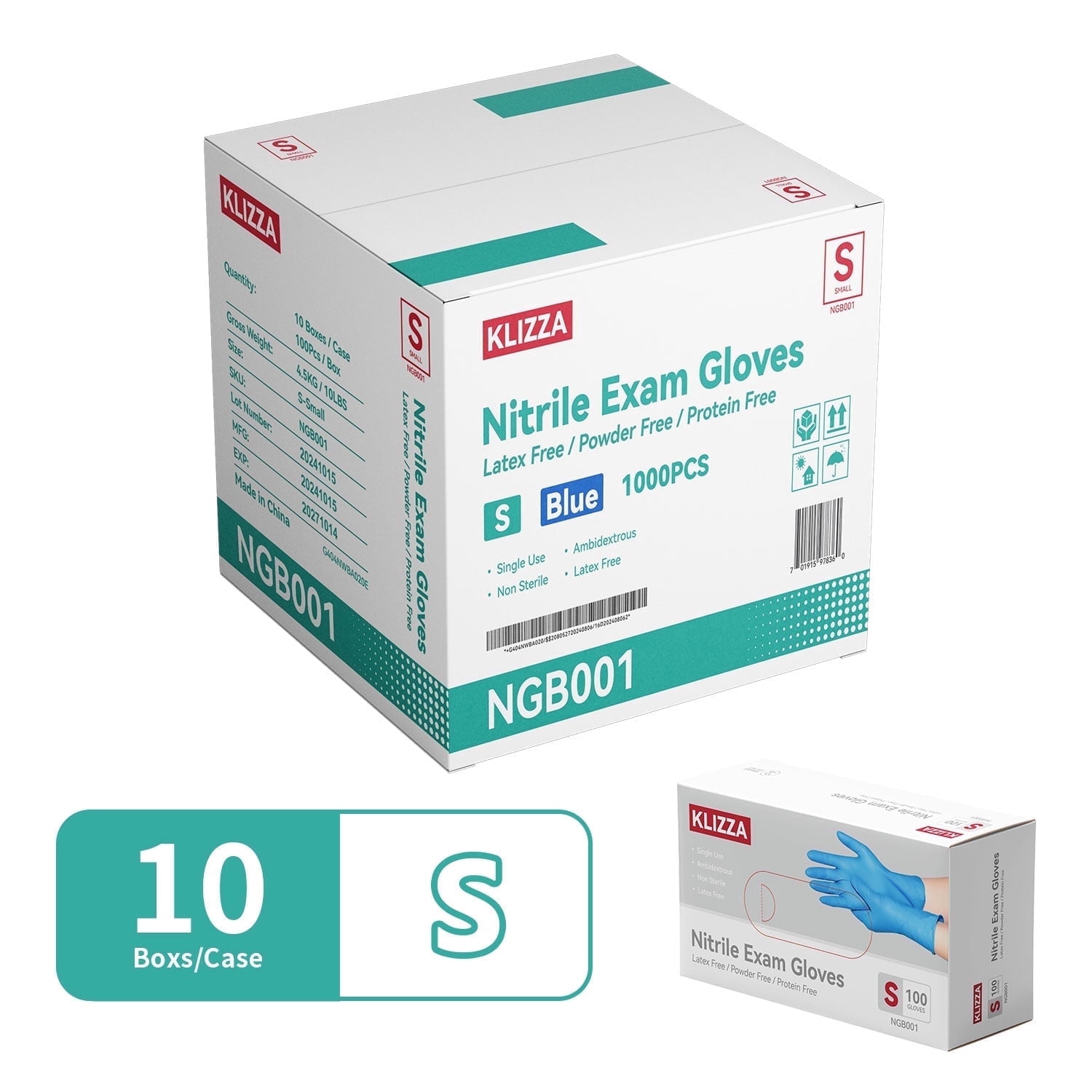 Blue Nitrile Disposable Gloves 1000 Count, Latex-Free and Powder-Free, Safe for Food Processing, Beauty Salons, Medical Care, and Household Cleaning