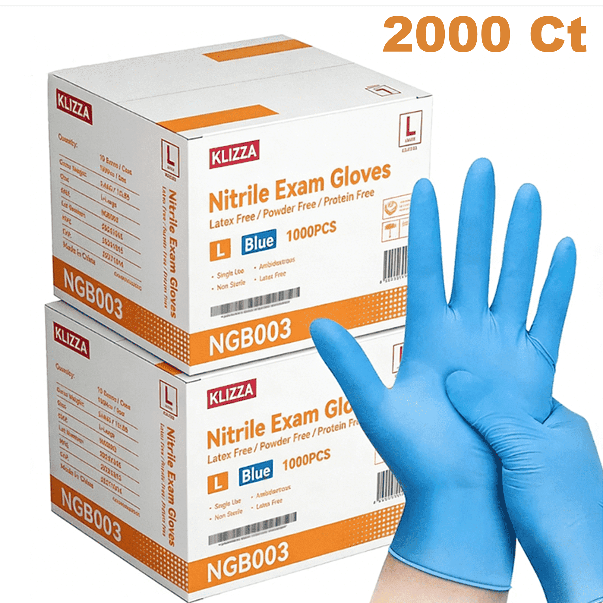 Blue Nitrile Disposable Gloves 2000 Count, Latex-Free and Powder-Free, Safe for Food Processing, Beauty Salons, Medical Care, and Household Cleaning