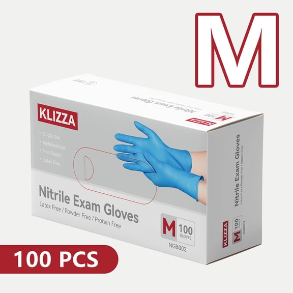 Blue Nitrile Disposable Gloves 100 Count, Latex-Free and Powder-Free, Safe for Food Processing, Beauty Salons, Medical Care, and Household Cleaning