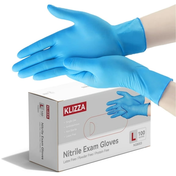 Blue Nitrile Disposable Gloves 100 Count, Latex-Free and Powder-Free, Safe for Food Processing, Beauty Salons, Medical Care, and Household Cleaning