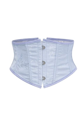 Blue No. 21 Waist Trainer Corset Belt With Front Snap Closure And Floral Embroidery