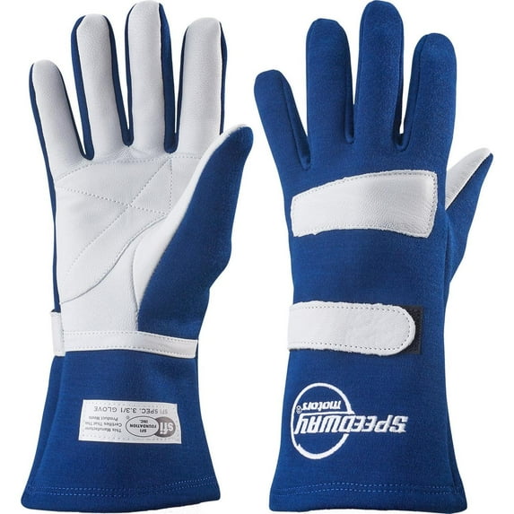 Blue Nomex Racing Gloves, Size XL, SFI-1, Leather Palm