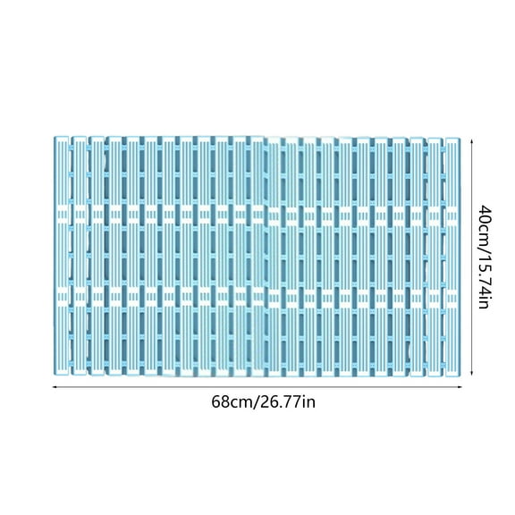 Blue Non Slip Bathroom Mat With Suction Cups Easy To Clean Bath Rug For Shower Tub Safe Comfortable Floor Mat 26.77 X 15.74 Inches 1.94Lb
