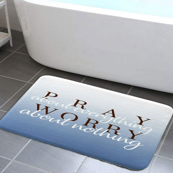 Blue Non-slip Bath Mats Rugs, Inspirational Quotes Bathroom Mats Rugs, Modern Cute Chic Door Mats for Kitchen Living Room and Bathroom 17X29in