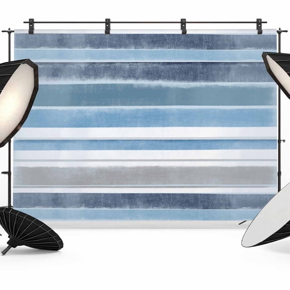 Blue Nordic Style Stripes Backdrop for Photography, Fabric Photo Background Backdrop, Blue Gray Texture Photo Booth Background for Portrait Photoshoot Video Wedding Studio Decoration Banner 7x5ft