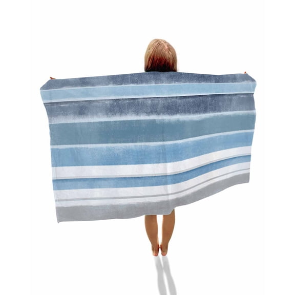 Blue Nordic Style Stripes Beach Towels Oversized Super Absorbent, Blue Gray Texture Lightweight Bath Towel Quick Dry Sets For Bathroom/Pool/Rv Camping/Beach Play/Gym Room/Picnic 23"x47"