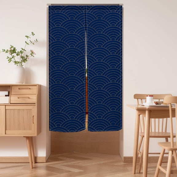 Blue Noren Japanese Style Doorway Curtains Wave Printed Door Curtain Window Treatment Door for Privacy Partition Divider Kitchen Home Decorations 28.3"x39.3"