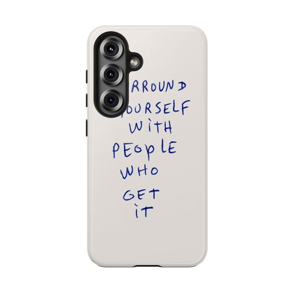 Blue Note Quote Tough Phone Case, Minimal Cream Dual Layer Shockproof Protective Cover Compatible with Samsung Galaxy S22 Ultra
