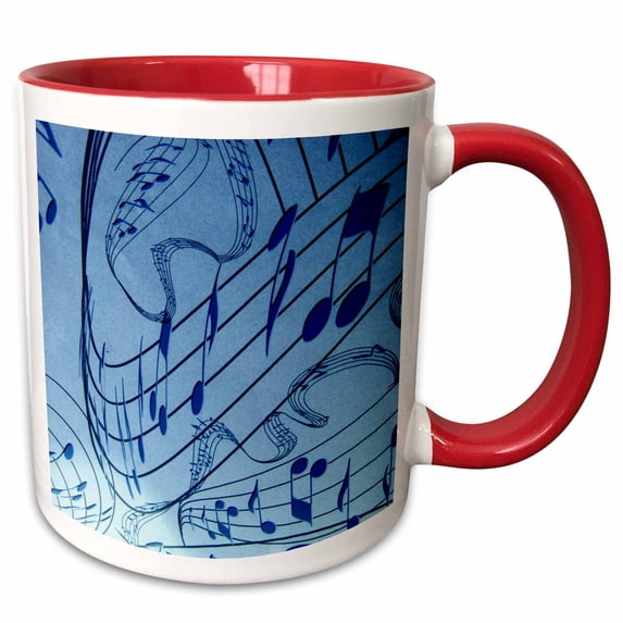 3drose, Blue Notes, 11oz Two-tone Red Mug
