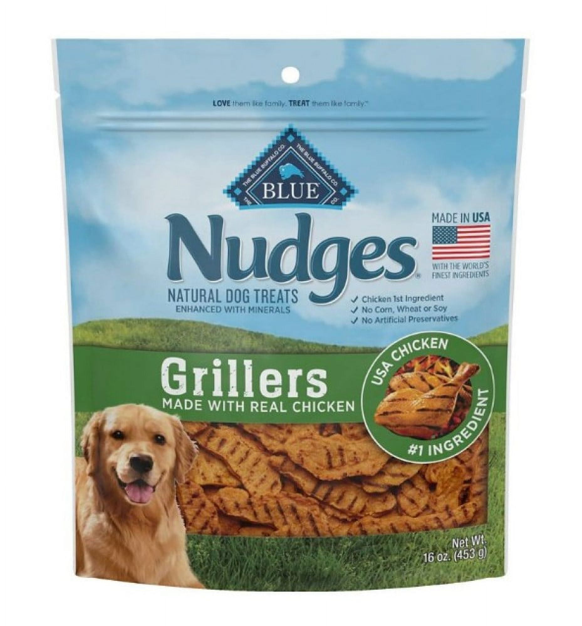 Blue Nudges 804302 Grillers Natural Dog Treats Chicken Flavor 16 oz
