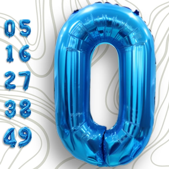 Blue Number 0 Foil Balloon 16 inch Small - Air Fill Only Metallic Royal Dark Blue Mylar Balloons for Birthday Party, Anniversary, Graduation Decor