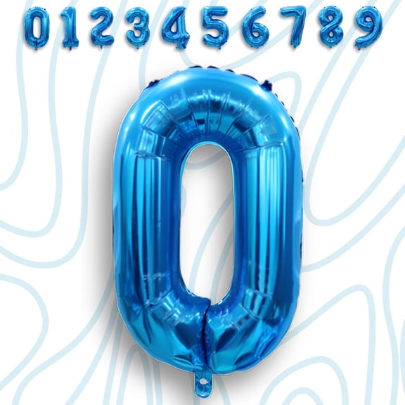 Blue Number 0 Mylar Foil Balloon 40 inch - Helium/Air Filled Metallic Numeral Balloons for Birthday Party, Anniversary, Graduation 2026 Decoration