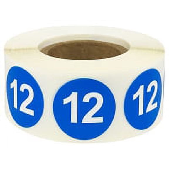 Blue Number 12 Stickers Organizing Retail, Inventory | 0.75" inch - 500 Pack | InStockLabels.com