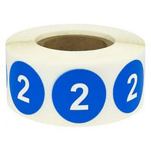 Blue Number 2 Label Stickers | 0.75" inch - 500 Pack | InStockLabels.com