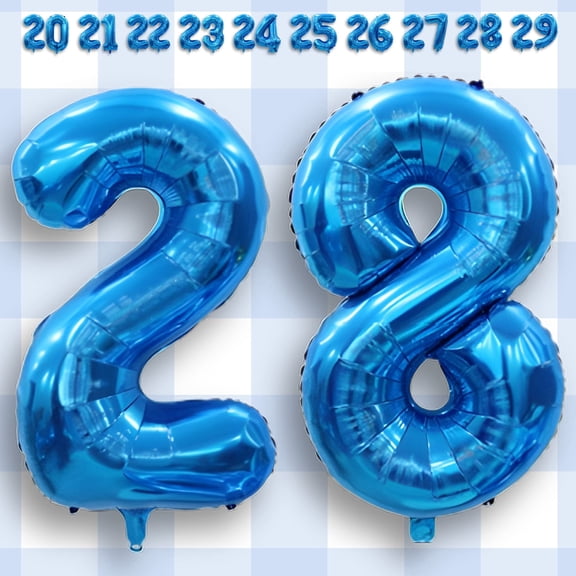 Blue Number 28 Balloon 40" - Mylar Foil Helium or Air Inflatable Metallic Balloons - 28th Happy Birthday, Anniversary, Graduation & Corporate Party