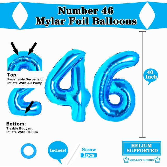 Blue Number 46 Balloons 40