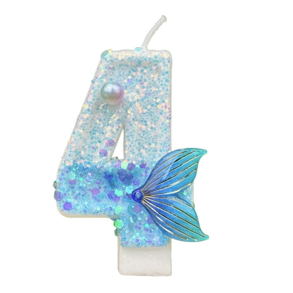 Blue Number Birthday Candles Mermaid Tail Birthday Candles For Cake Candle Topper Anniversary Celebrations Supplies